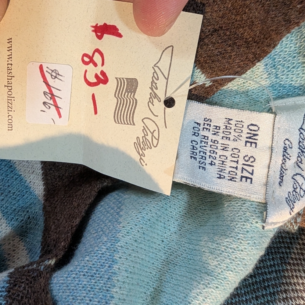 Blue And Brown Patterned Poncho - image 4